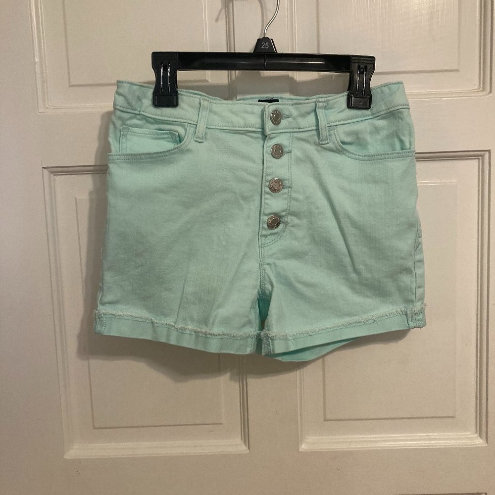 GAP Denim Stretch High Waist Short, Aqua, Girls Size 14